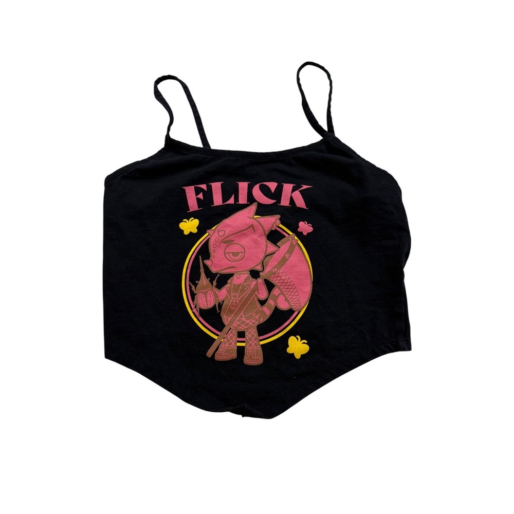 Animal Crossing Flick Cami Top S Black Handkerchief Hem Nintendo Kawaii Y2K